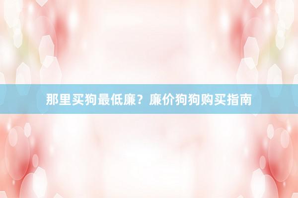 那里买狗最低廉？廉价狗狗购买指南